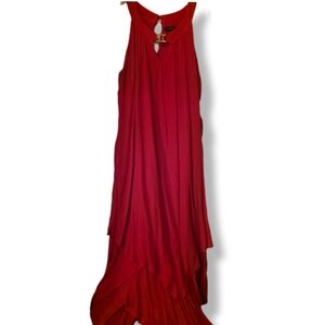 AUW Size 10 47" Long Red Handkerchief Dress